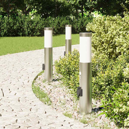 vidaXL Bollard Lights with Sensor&Outlet 3pcs 50 cm Stainless Steel IP44 3