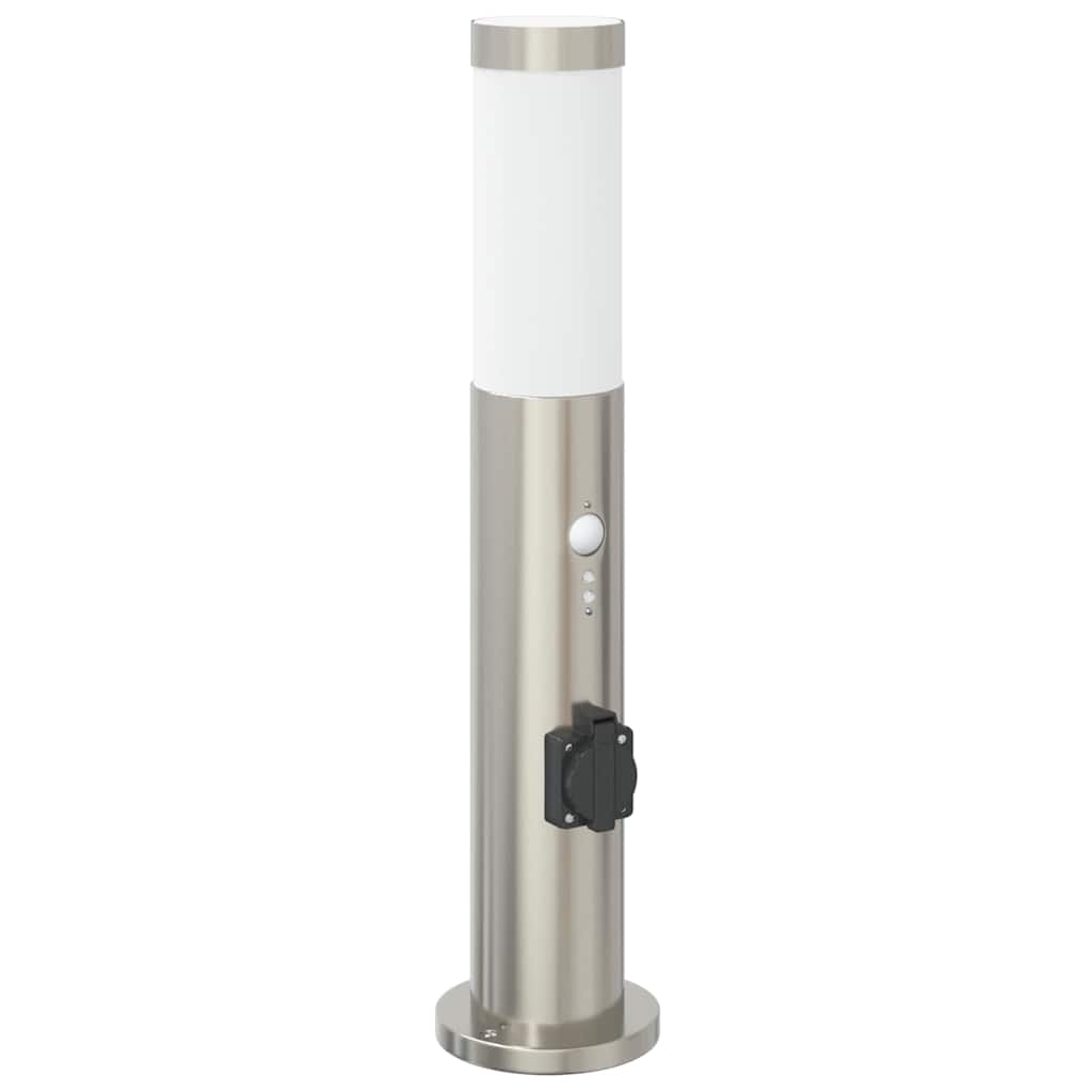 vidaXL Bollard Lights with Sensor&Outlet 3pcs 50 cm Stainless Steel IP44 4