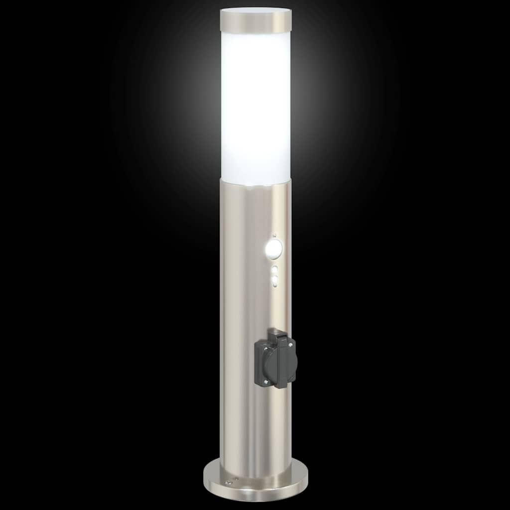 vidaXL Bollard Lights with Sensor&Outlet 3pcs 50 cm Stainless Steel IP44 5