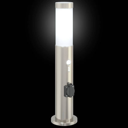 vidaXL Bollard Lights with Sensor&Outlet 3pcs 50 cm Stainless Steel IP44 5
