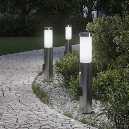 vidaXL Bollard Lights with Sensor&Outlet 3pcs 50 cm Stainless Steel IP44 1