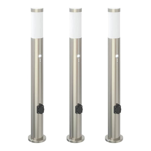 vidaXL Bollard Lights with Sensor&Outlet 3pcs 80 cm 2
