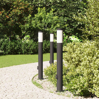 vidaXL Bollard Lights with Outlet 3pcs 80 cm Stainless Steel IP44 3