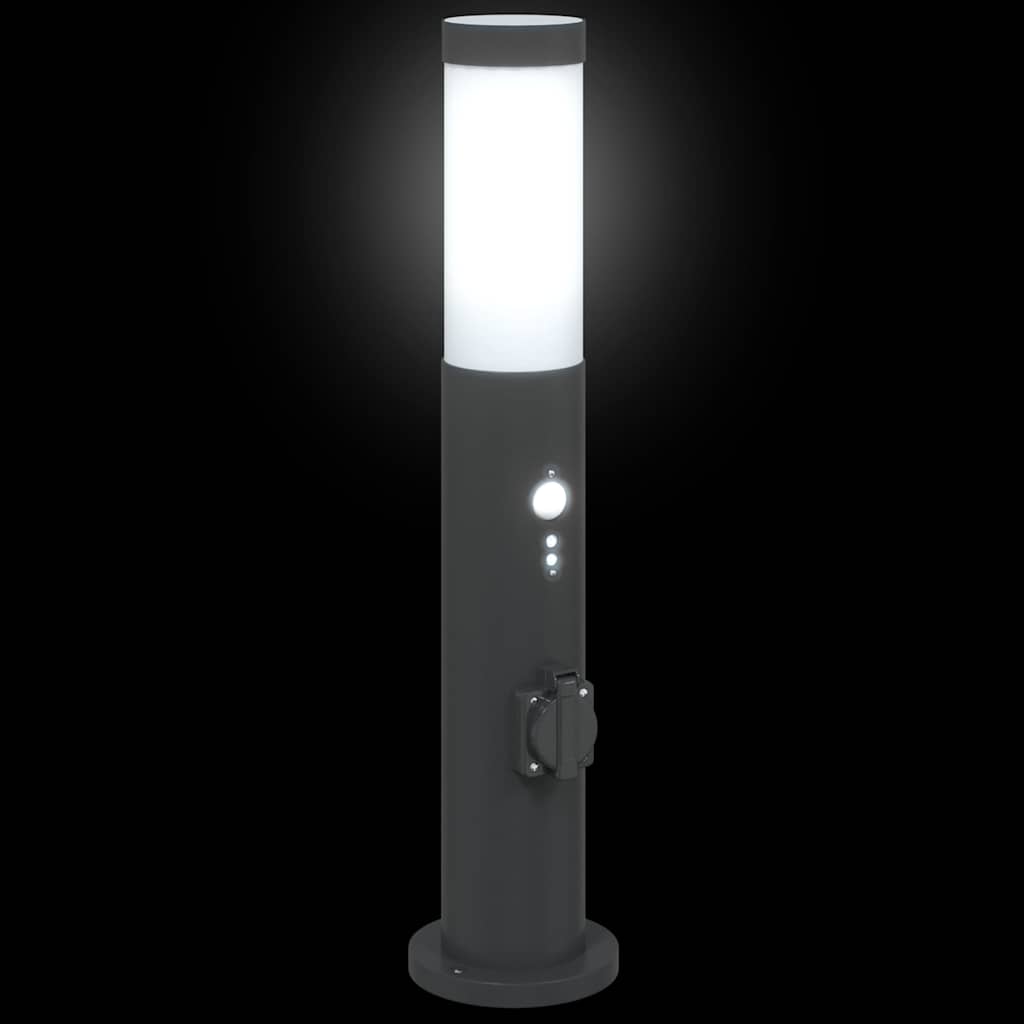vidaXL Bollard Lights with Sensor&Outlet 3pcs 50 cm Stainless Steel IP44 5