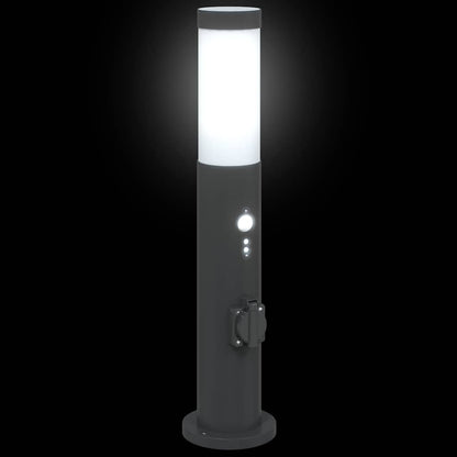 vidaXL Bollard Lights with Sensor&Outlet 3pcs 50 cm Stainless Steel IP44 5