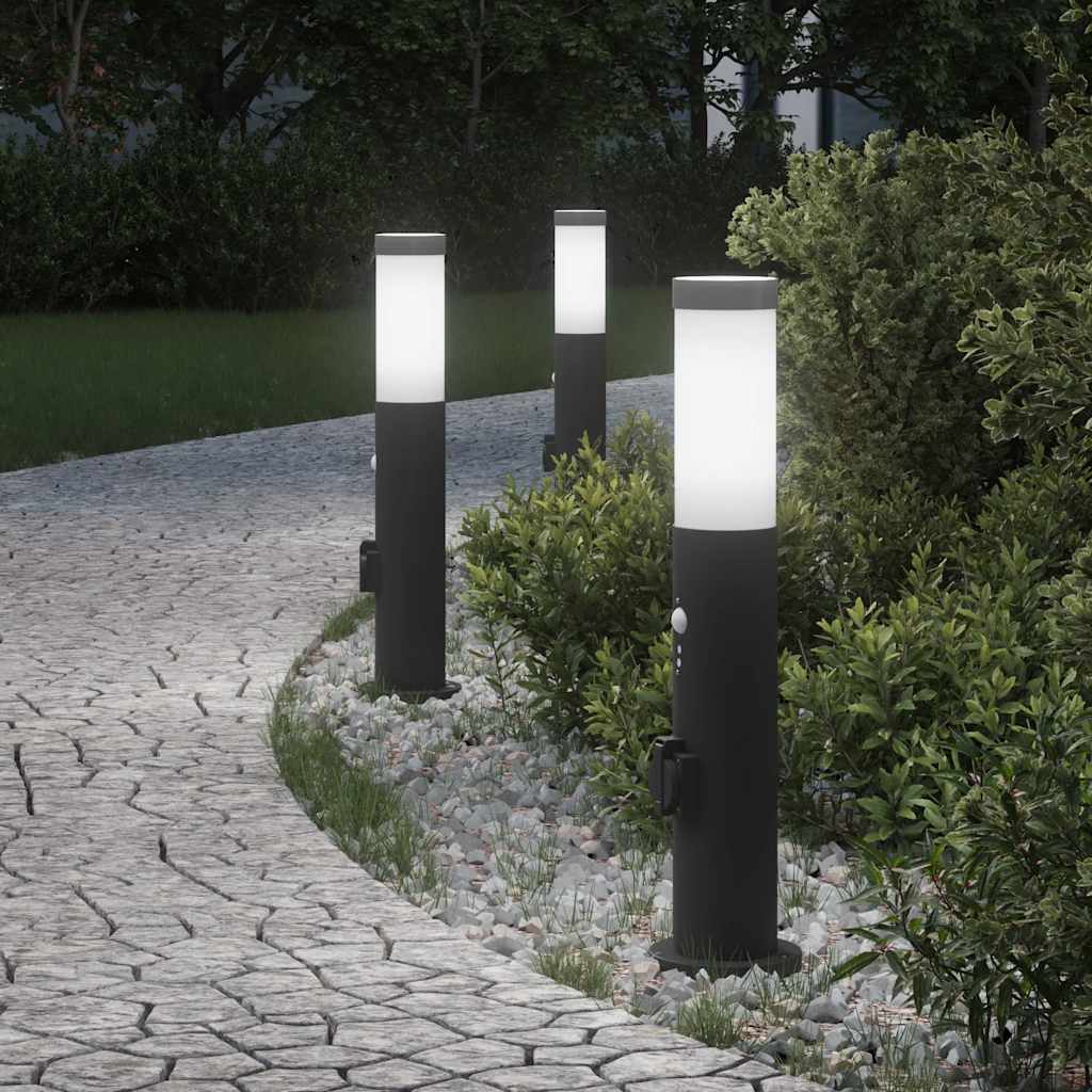 vidaXL Bollard Lights with Sensor&Outlet 3pcs 50 cm Stainless Steel IP44 1