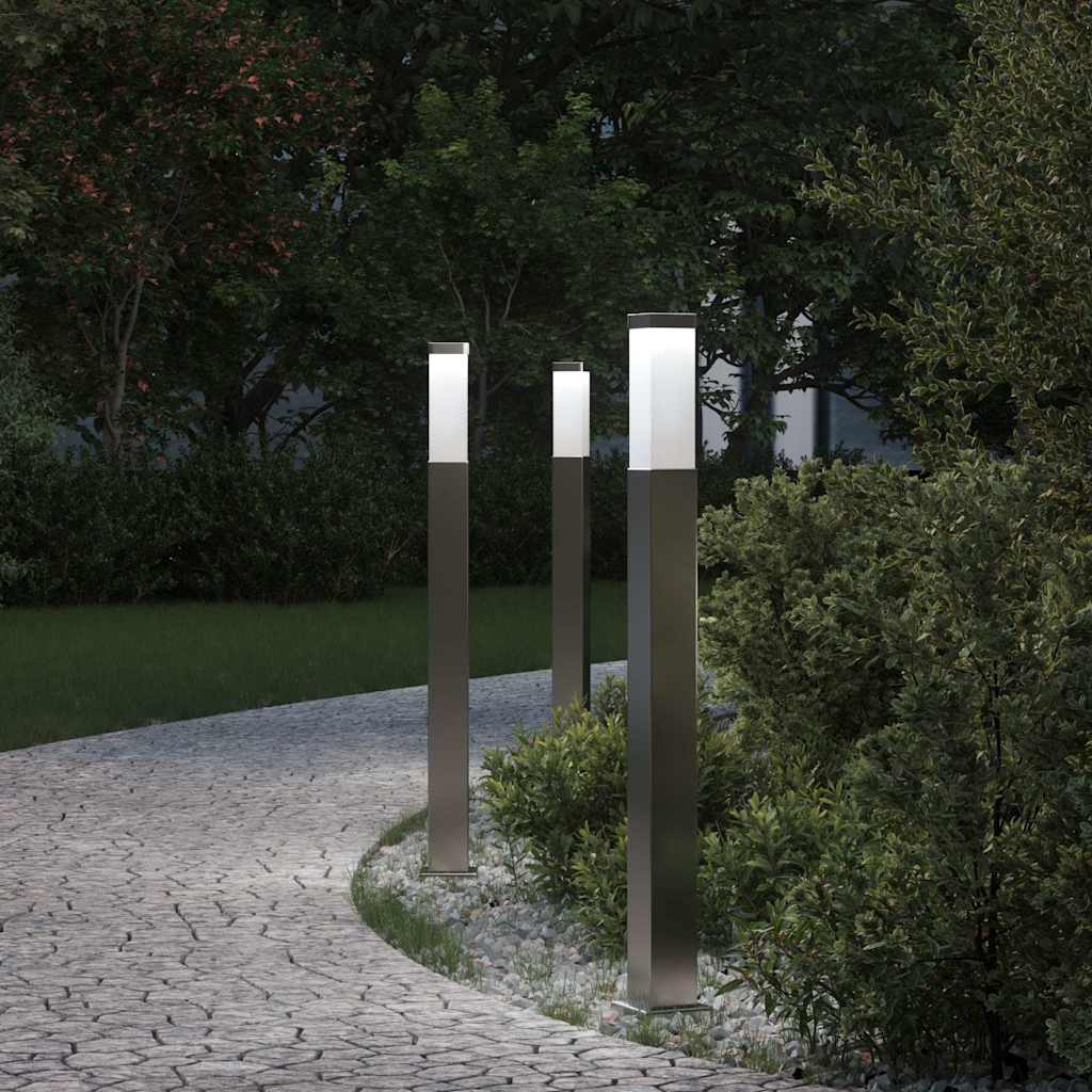 vidaXL Bollard Lights 3 pcs 80 cm Stainless Steel IP44 1