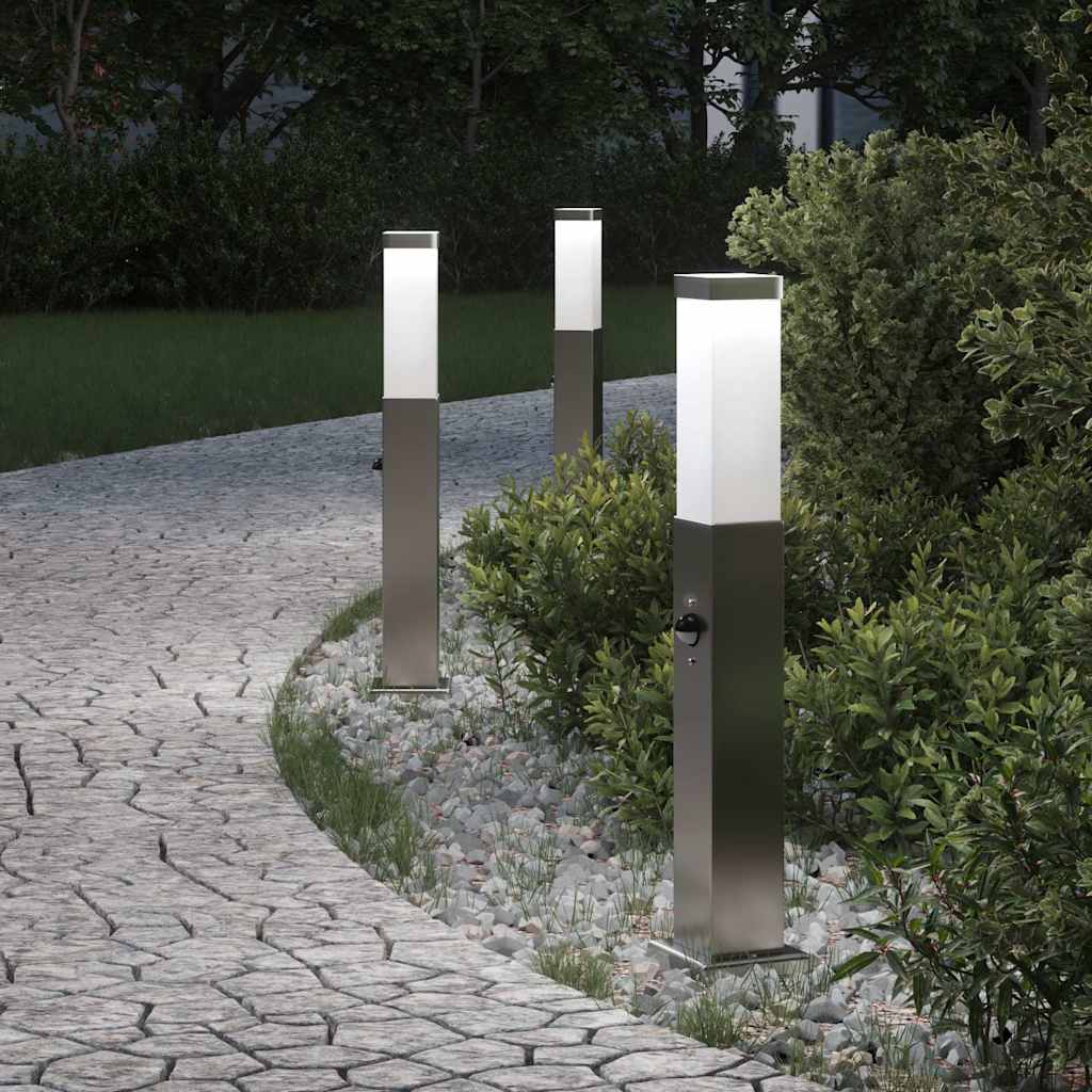 vidaXL Bollard Lights with Sensor 3 pcs 50 cm Stainless Steel IP44 1