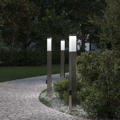vidaXL Bollard Lights with Outlet 3 pcs 80 cm Stainless Steel IP44 1