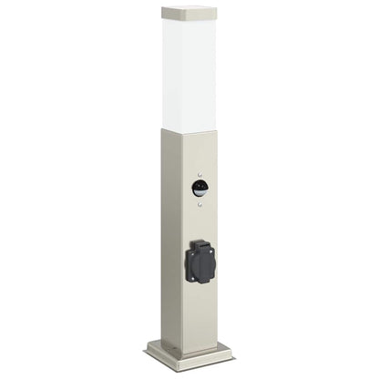 vidaXL Bollard Lights with Sensor&Outlet 3 pcs 50 cm Stainless Steel IP44 4