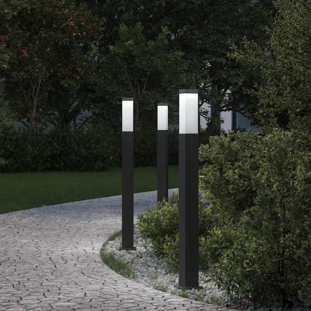 vidaXL Bollard Lights 3 pcs 80 cm Black IP44 1