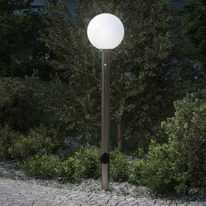 vidaXL Bollard Light with Sensor&Outlet 120 cm Stainless Steel IP44 1