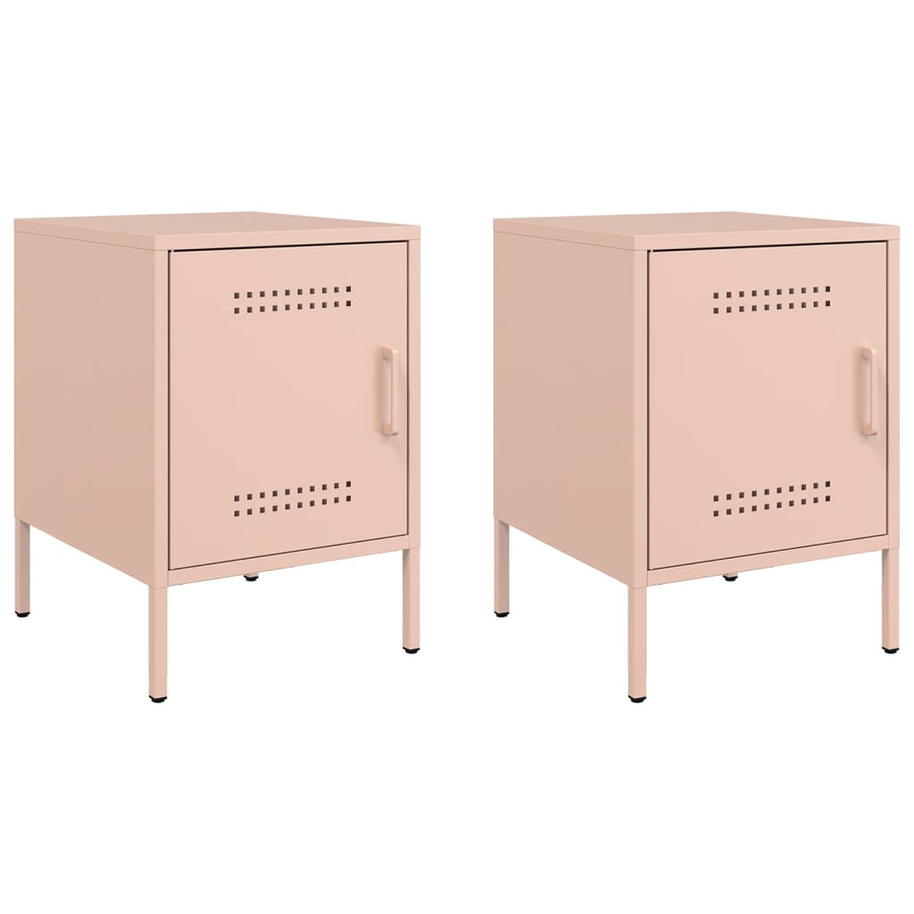 vidaXL Bedside Cabinets 2 pcs Pink 36x39x50.5 cm Steel 2