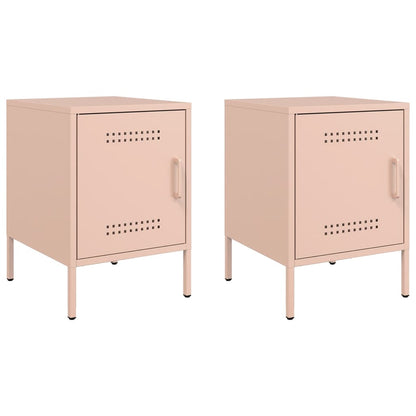 vidaXL Bedside Cabinets 2 pcs Pink 36x39x50.5 cm Steel 2
