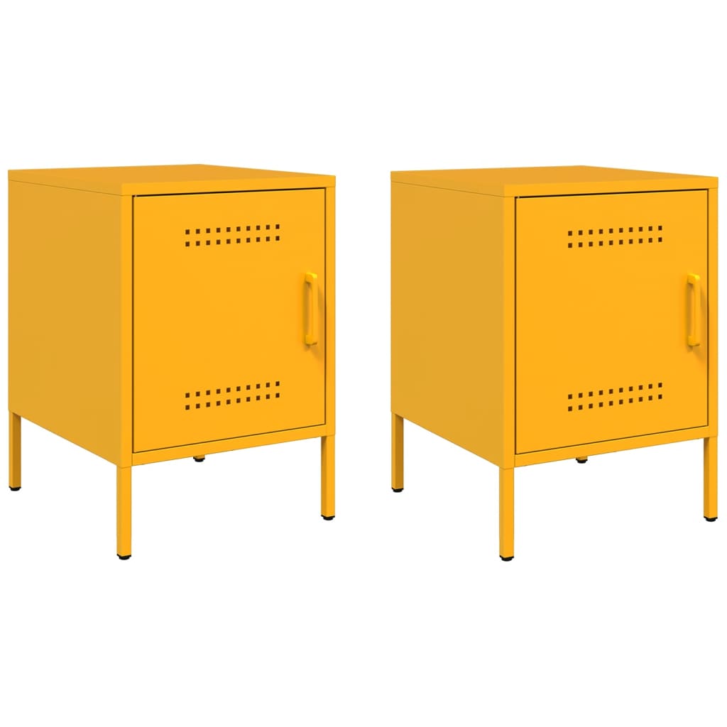 vidaXL Bedside Cabinets 2 pcs Mustard Yellow 36x39x50.5 cm Steel 2