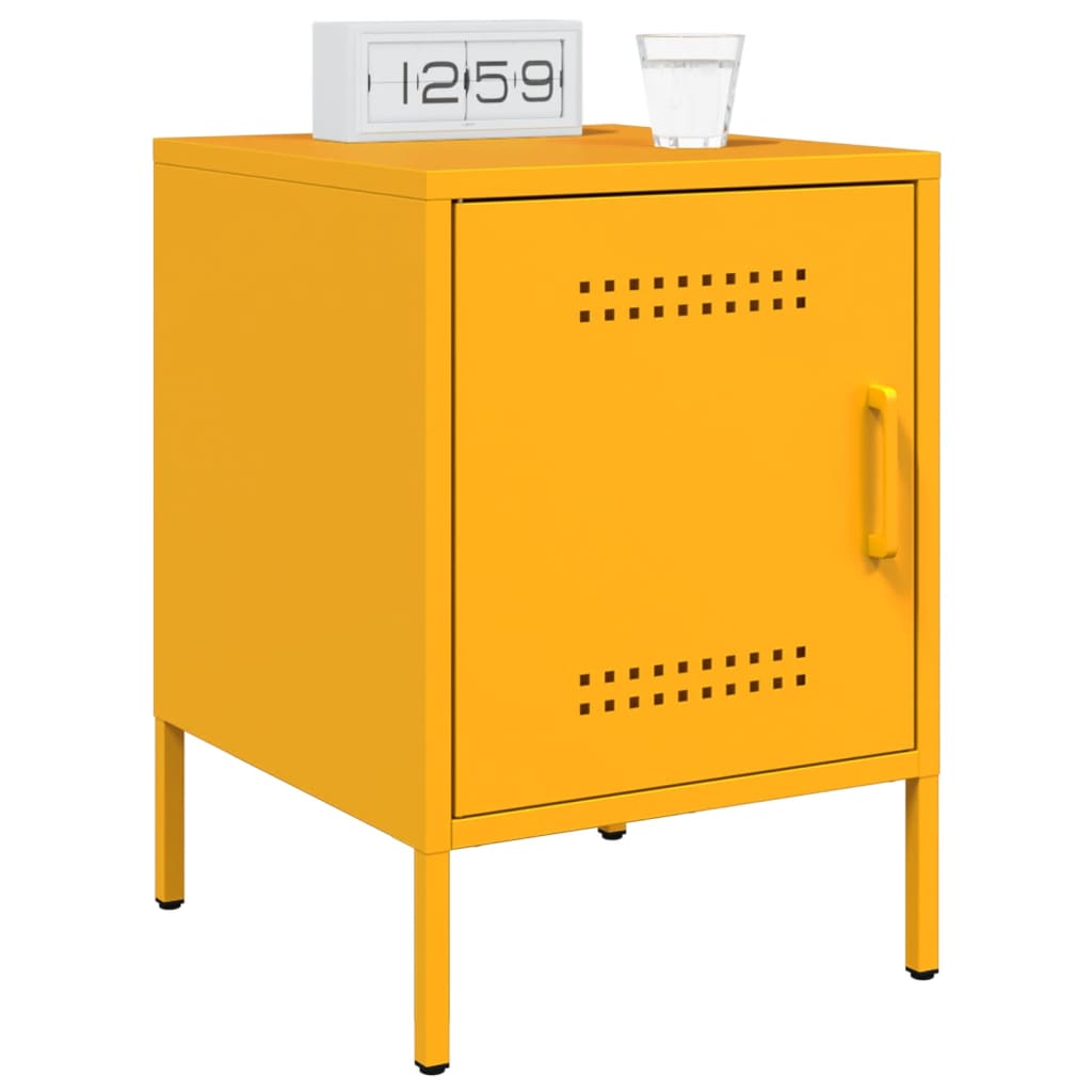 vidaXL Bedside Cabinets 2 pcs Mustard Yellow 36x39x50.5 cm Steel 3