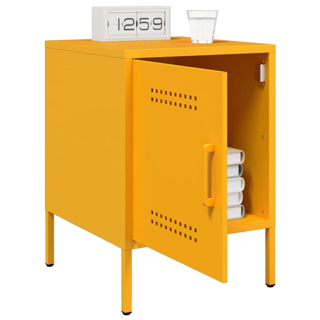 vidaXL Bedside Cabinets 2 pcs Mustard Yellow 36x39x50.5 cm Steel 4