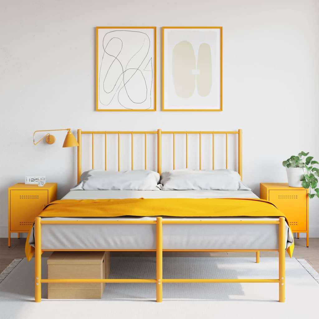 vidaXL Bedside Cabinets 2 pcs Mustard Yellow 36x39x50.5 cm Steel 1