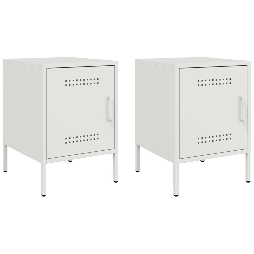 vidaXL Bedside Cabinets 2 pcs White 36x39x50.5 cm Steel 2