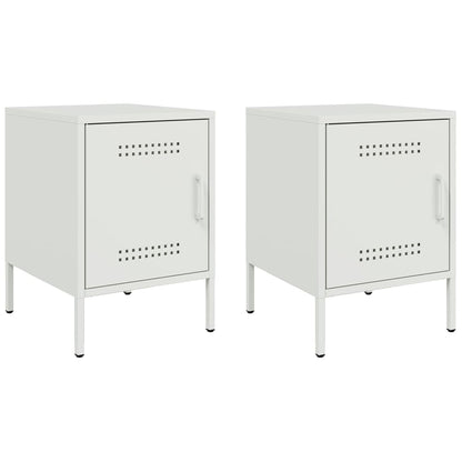 vidaXL Bedside Cabinets 2 pcs White 36x39x50.5 cm Steel 2