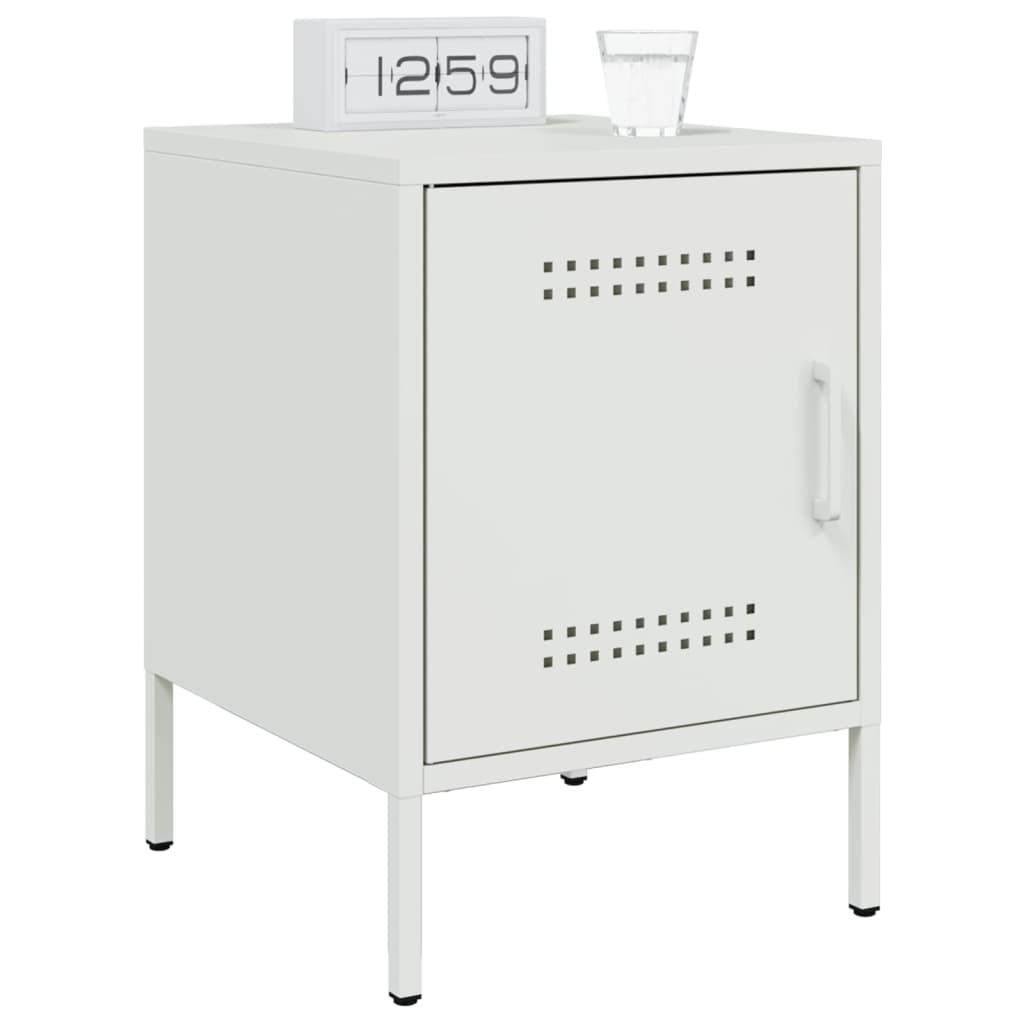 vidaXL Bedside Cabinets 2 pcs White 36x39x50.5 cm Steel 3