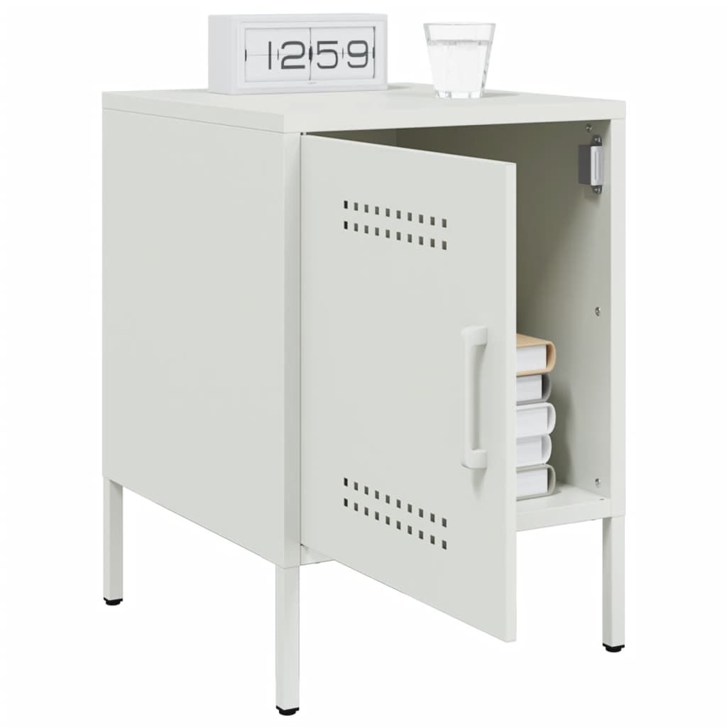 vidaXL Bedside Cabinets 2 pcs White 36x39x50.5 cm Steel 4