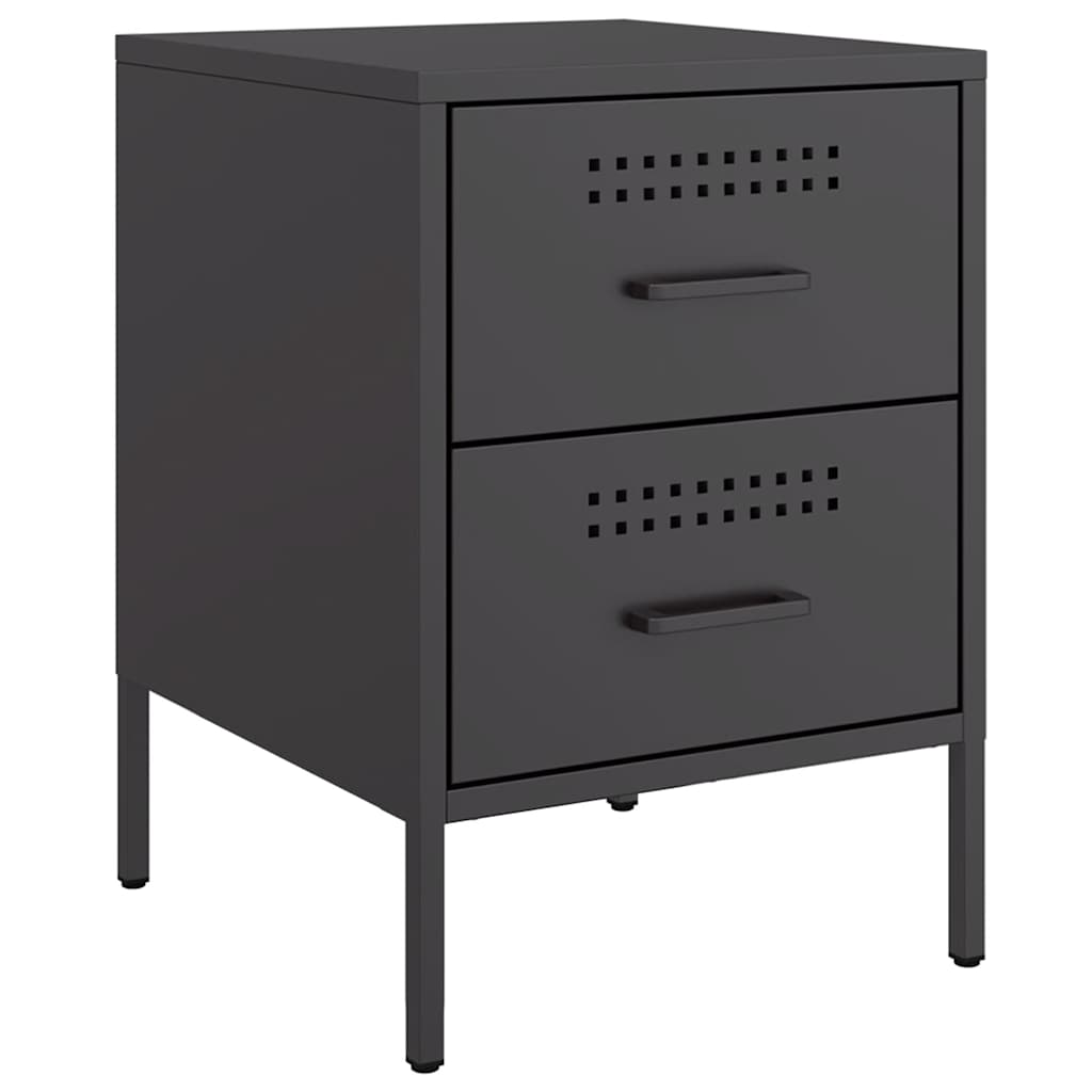 vidaXL Bedside Cabinet Black 36x39x50.5 cm Steel 2