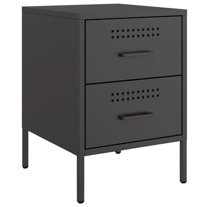 vidaXL Bedside Cabinet Black 36x39x50.5 cm Steel 2