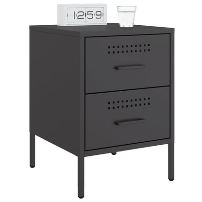 vidaXL Bedside Cabinet Black 36x39x50.5 cm Steel 4