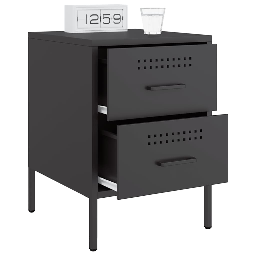 vidaXL Bedside Cabinet Black 36x39x50.5 cm Steel 5
