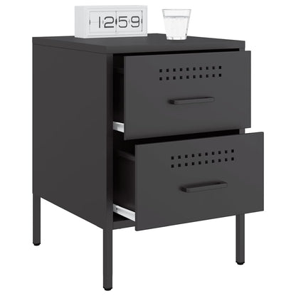 vidaXL Bedside Cabinet Black 36x39x50.5 cm Steel 5