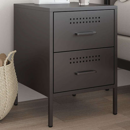 vidaXL Bedside Cabinet Black 36x39x50.5 cm Steel 1