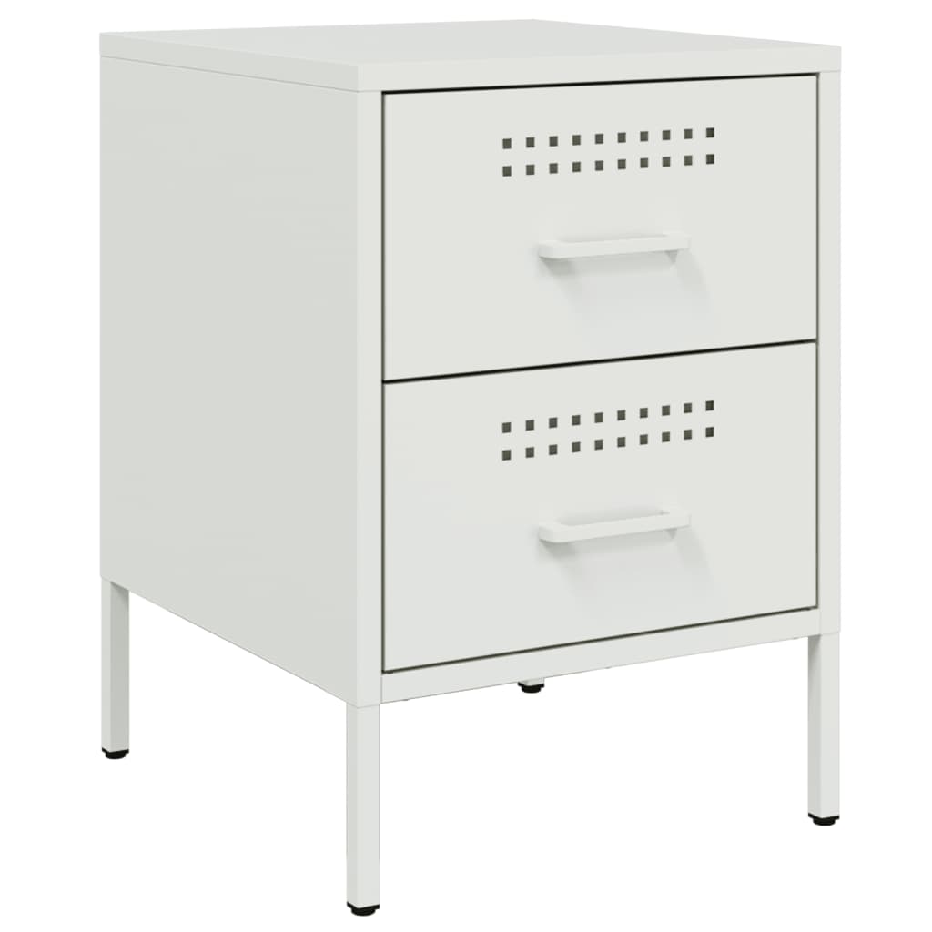 vidaXL Bedside Cabinet White 36x39x50.5 cm Steel 2