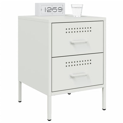 vidaXL Bedside Cabinet White 36x39x50.5 cm Steel 4