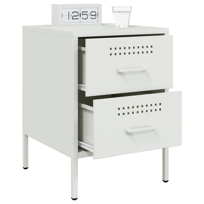 vidaXL Bedside Cabinet White 36x39x50.5 cm Steel 5