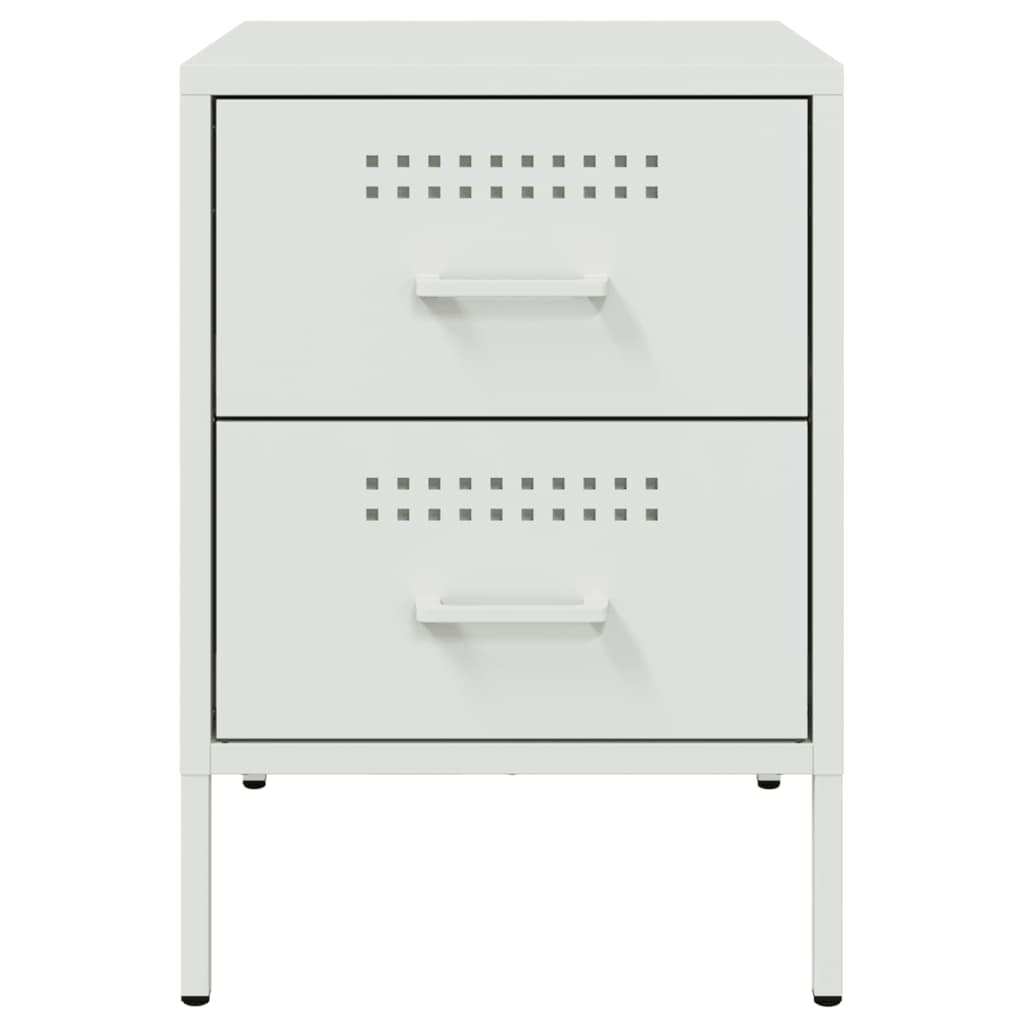 vidaXL Bedside Cabinet White 36x39x50.5 cm Steel 6