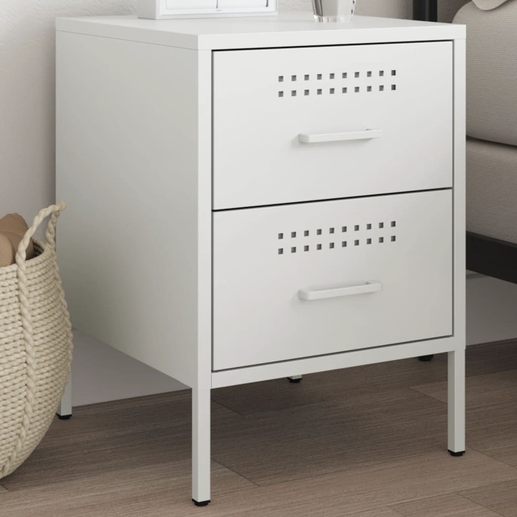vidaXL Bedside Cabinet White 36x39x50.5 cm Steel 1