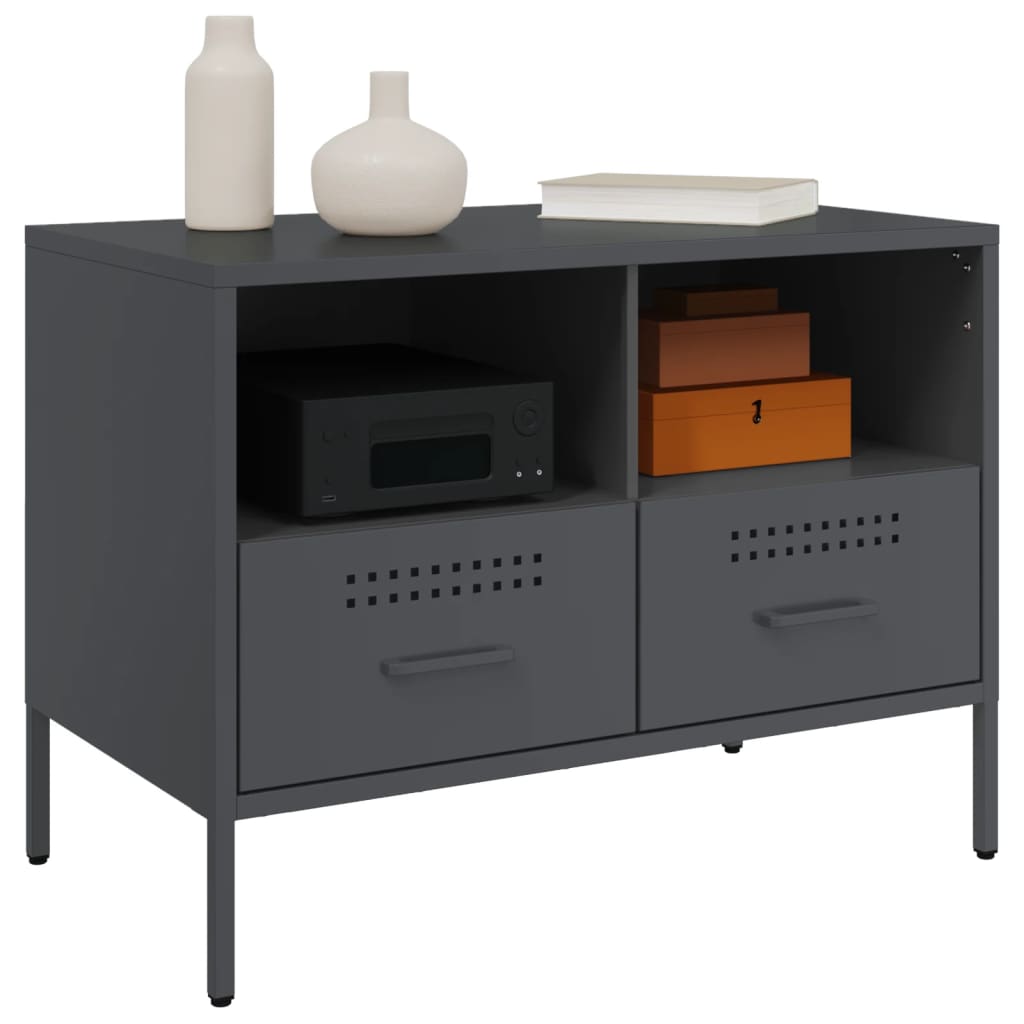 vidaXL TV Cabinet Anthracite 68x39x50.5 cm Steel 4