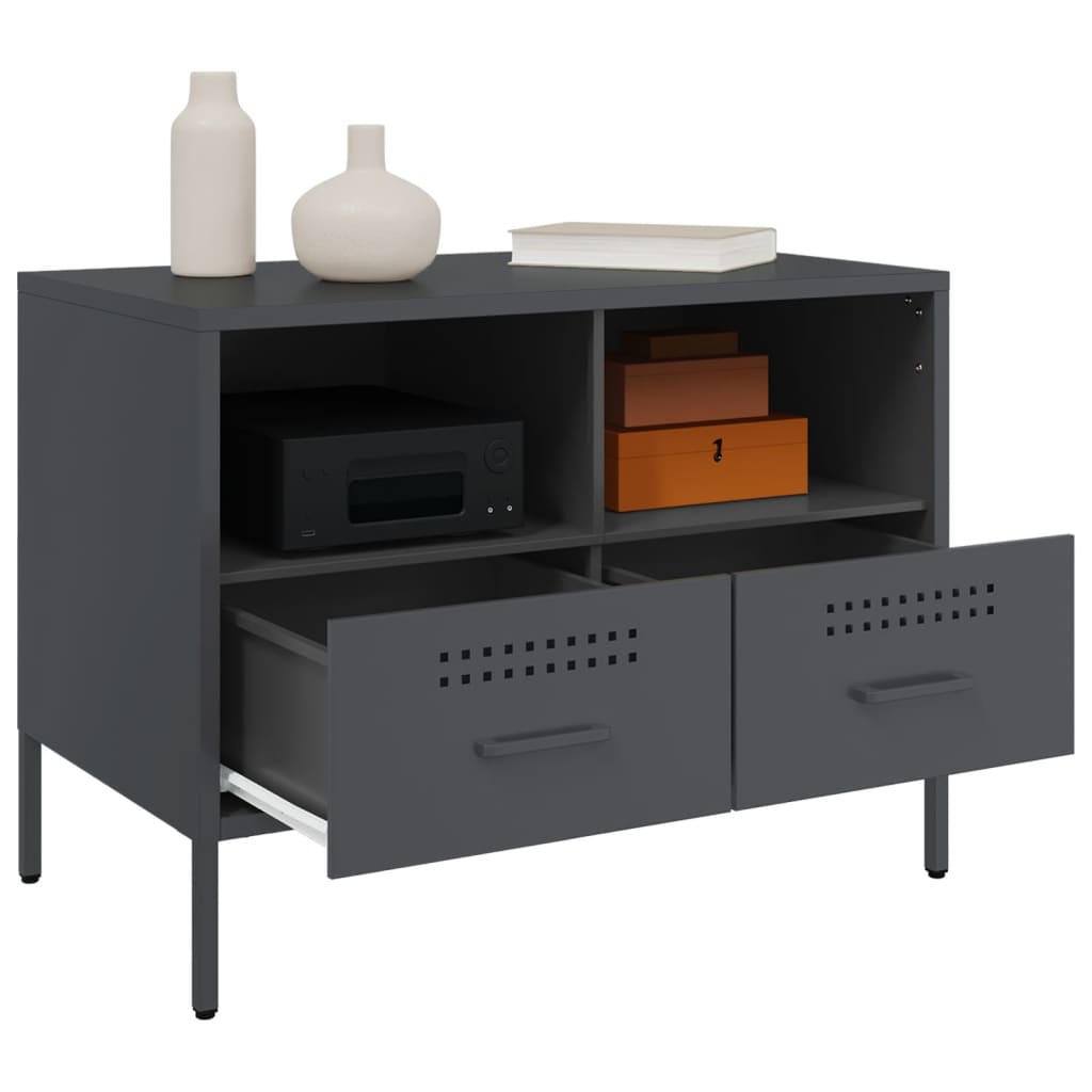 vidaXL TV Cabinet Anthracite 68x39x50.5 cm Steel 5