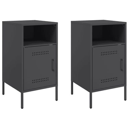vidaXL Bedside Cabinet | Set of 2 | Black | Cold-rolled steel | Adjustable Feet 2