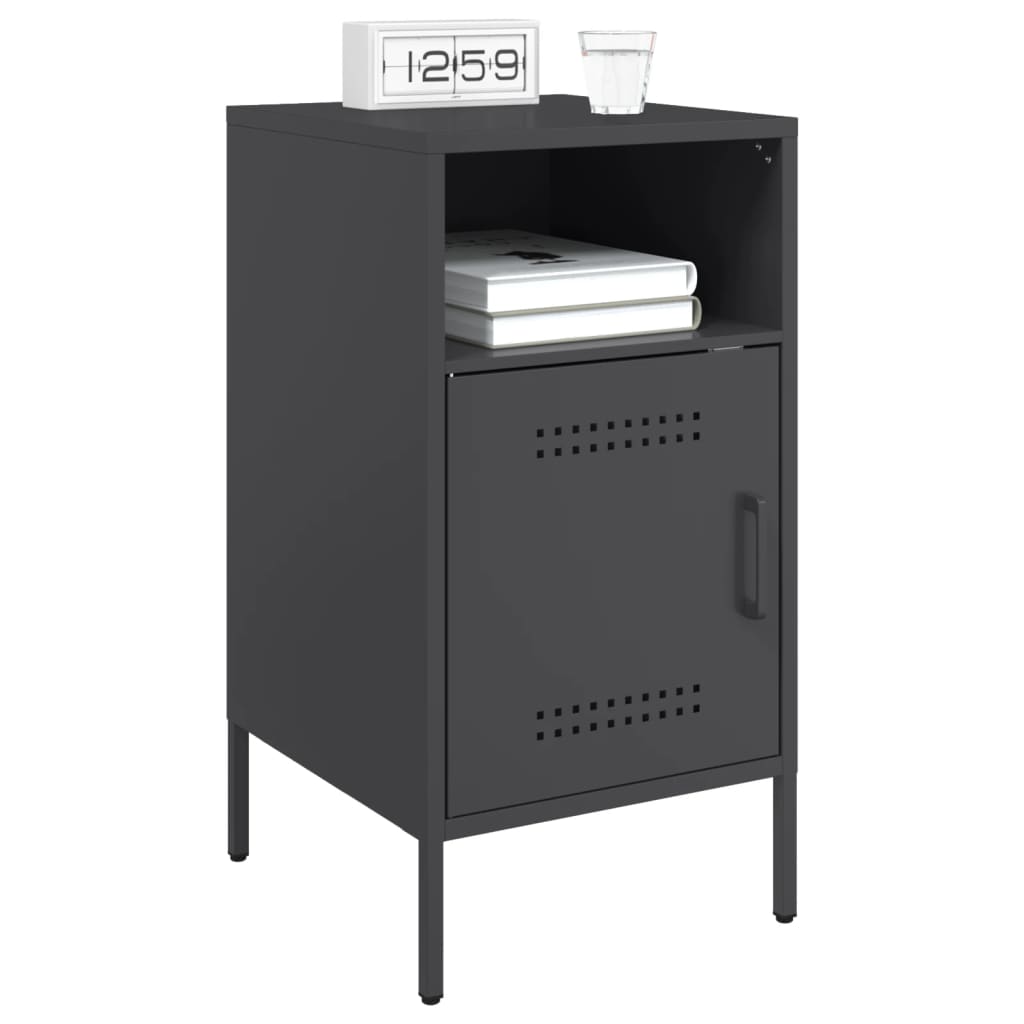 vidaXL Bedside Cabinet | Set of 2 | Black | Cold-rolled steel | Adjustable Feet 3