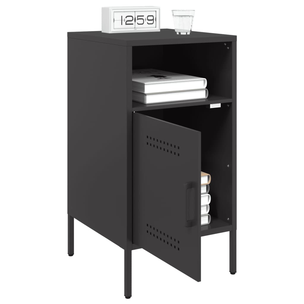 vidaXL Bedside Cabinet | Set of 2 | Black | Cold-rolled steel | Adjustable Feet 4