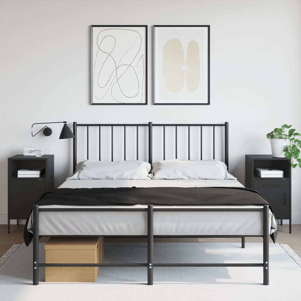 vidaXL Bedside Cabinet | Set of 2 | Black | Cold-rolled steel | Adjustable Feet 1
