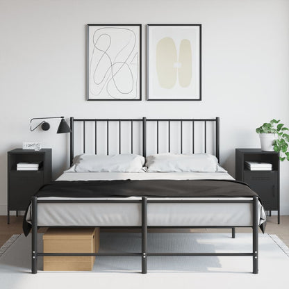 vidaXL Bedside Cabinet | Set of 2 | Black | Cold-rolled steel | Adjustable Feet 1