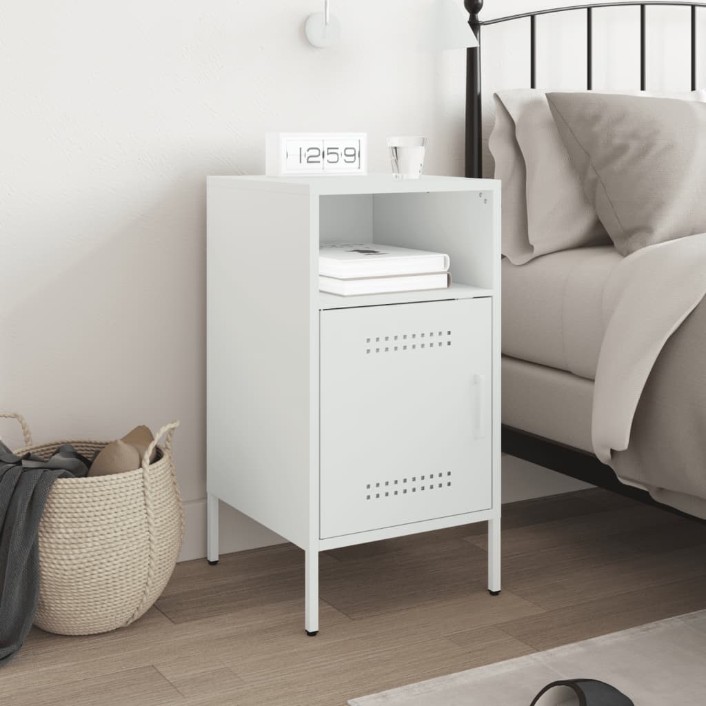 vidaXL Bedside Cabinet White 36x39x68 cm Steel 3