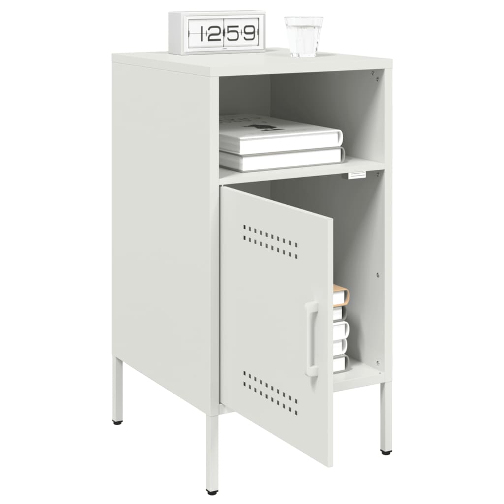 vidaXL Bedside Cabinet White 36x39x68 cm Steel 4