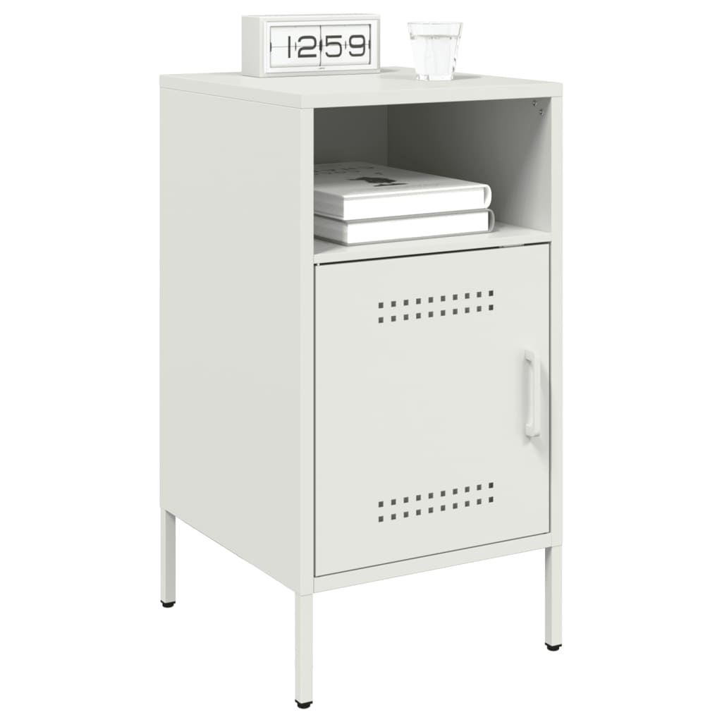 vidaXL Bedside Cabinet White 36x39x68 cm Steel 5