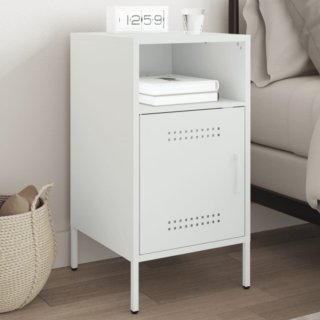 vidaXL Bedside Cabinet White 36x39x68 cm Steel 1