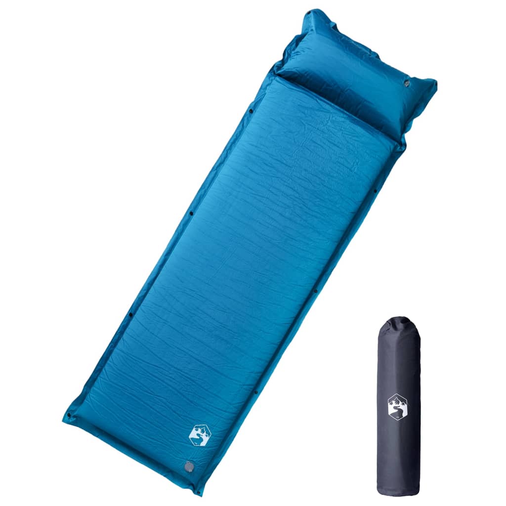 vidaXL Self Inflating Camping Mattress with Pillow 1-Person Turquoise 1