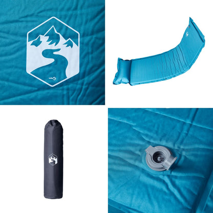 vidaXL Self Inflating Camping Mattress with Pillow 1-Person Turquoise 5